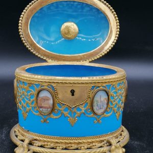 Box In Blue Opaline Glass