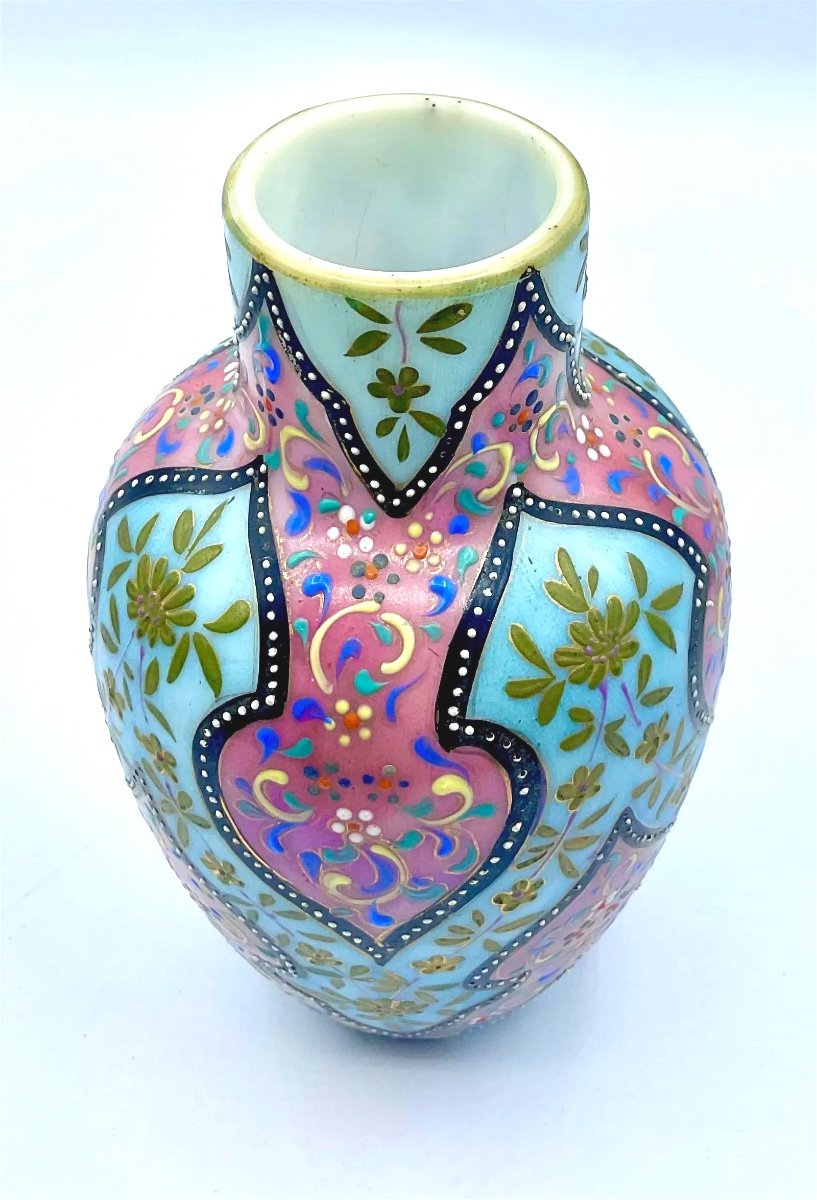 Antique Thomas Webb Signed Opaline Glass Vase