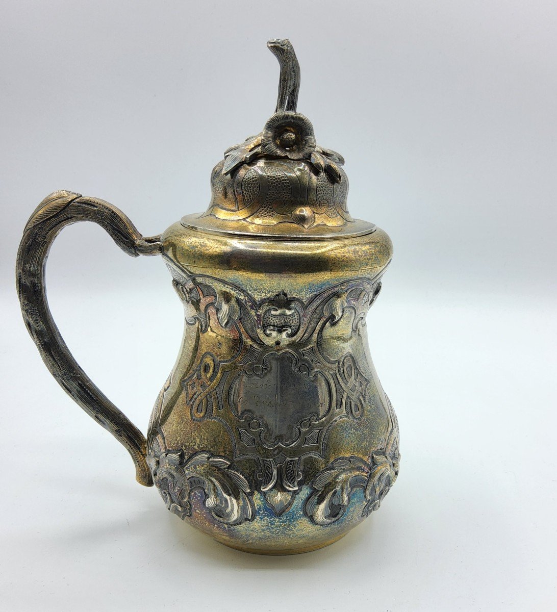 Russian Antique Silver Gilded Large Covered Beaker
