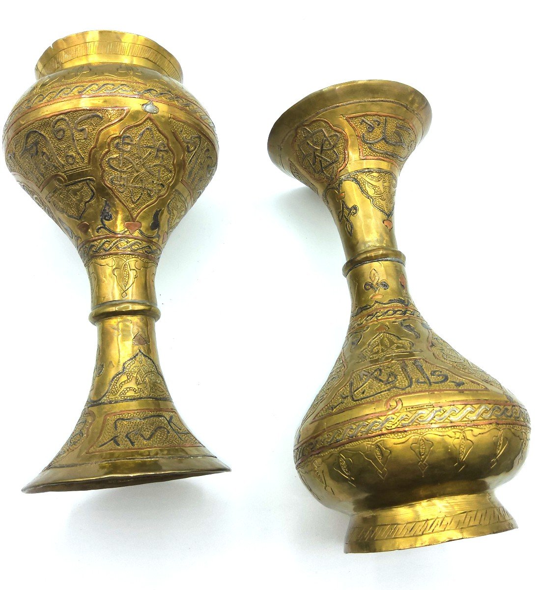 Islamic Copper Dilver Inland Vases With Arabic